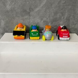 Fisher-Price Little People Lot of 4 pcs -Fire Truck, airplane, recycling & Dozer